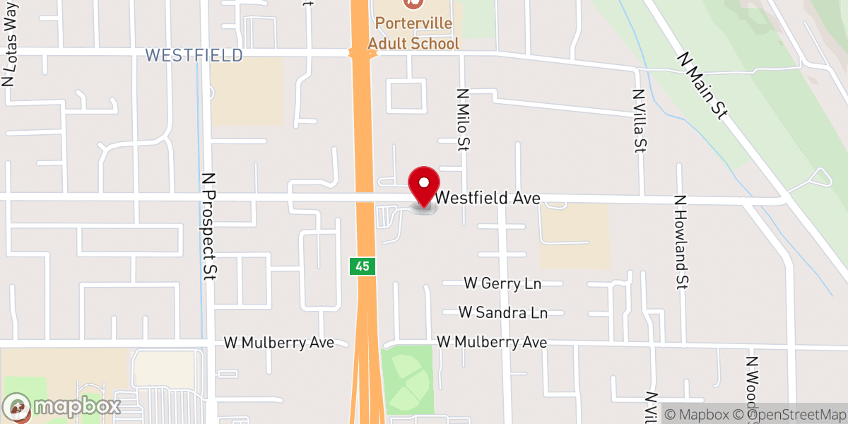 Map showing location of Porterville iglesia de Dios pentecostes mi