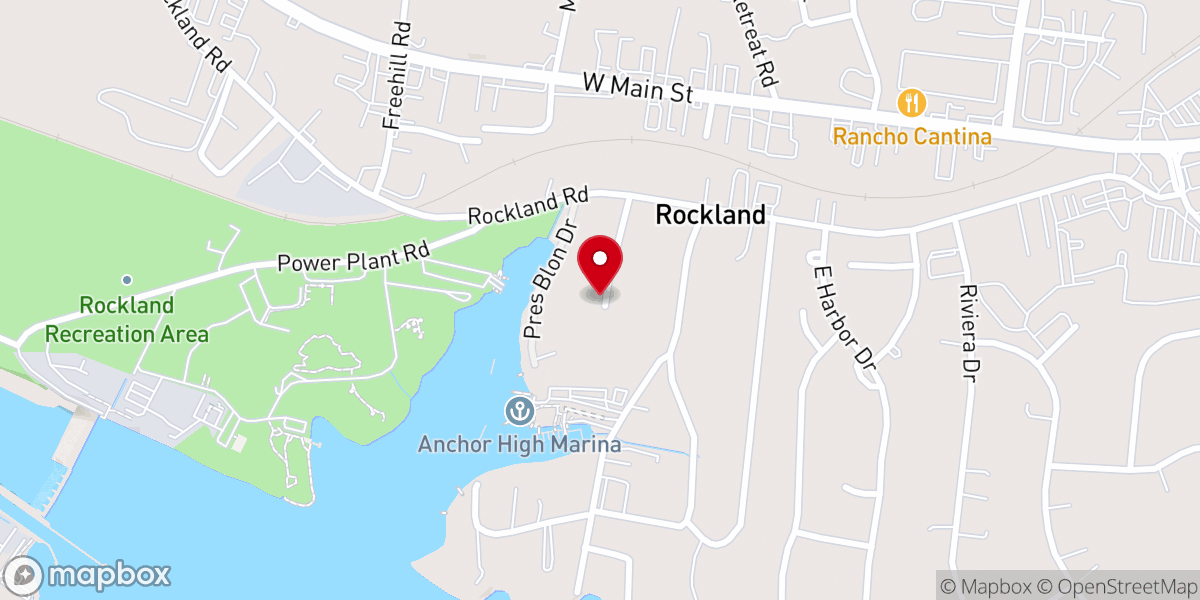 Map showing location of Rockland Baptist Church