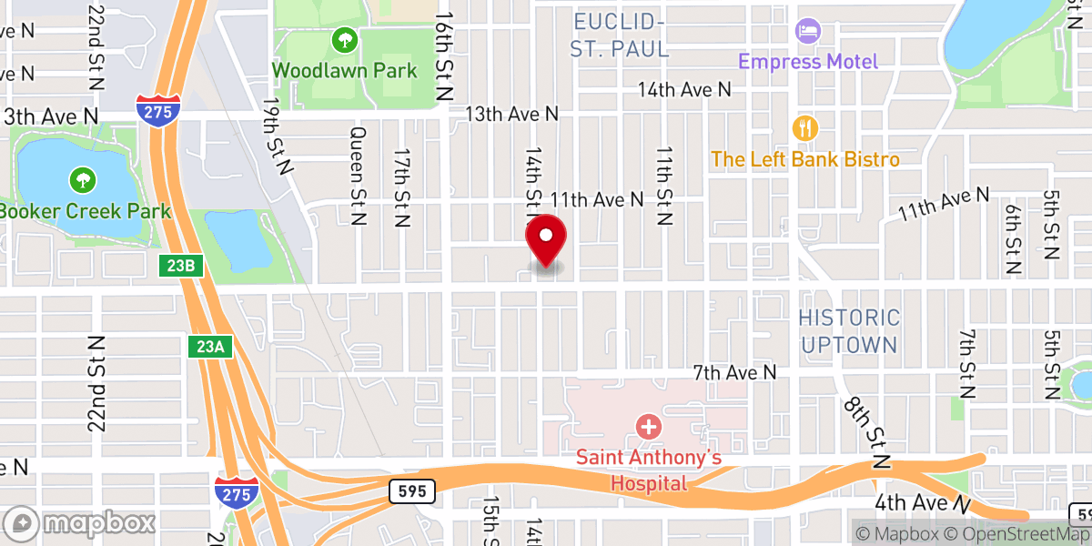 Map showing location of Pinellas Christian Center