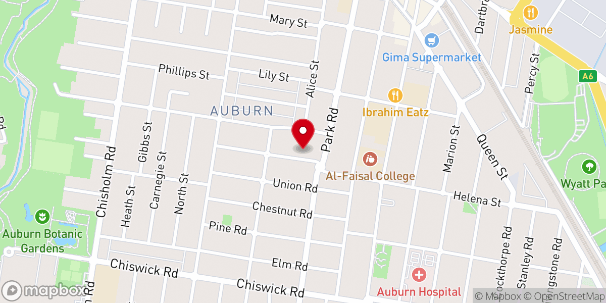 Map showing location of St Thomas' Anglican Church Auburn