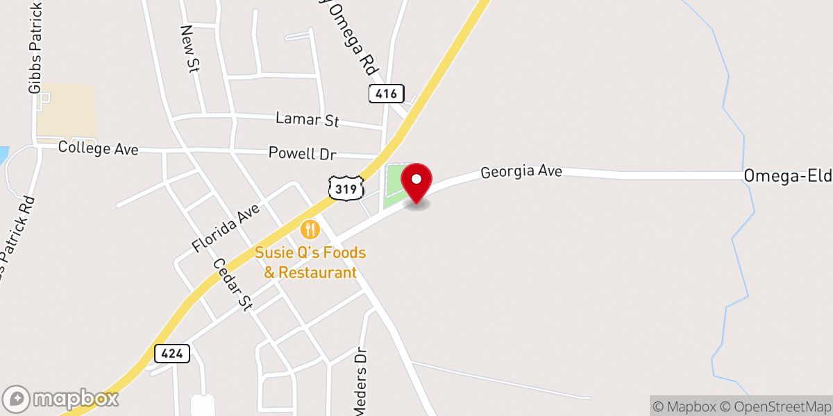 Map showing location of Omega Church of God