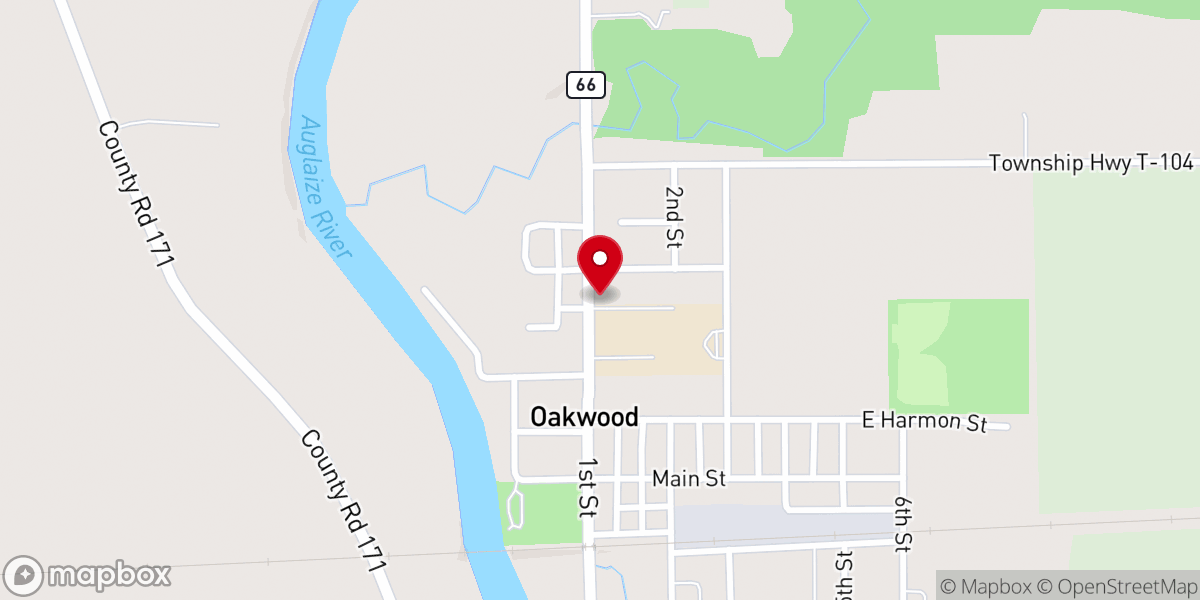 Map showing location of PECA Oakwood