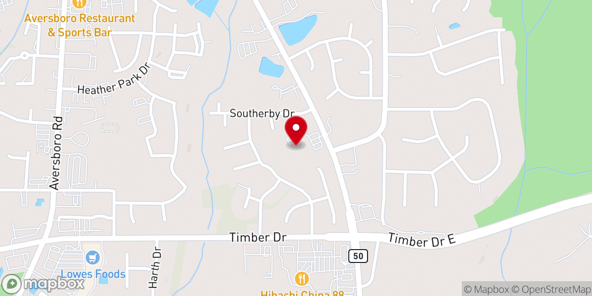 Map showing location of Garner Church of Christ