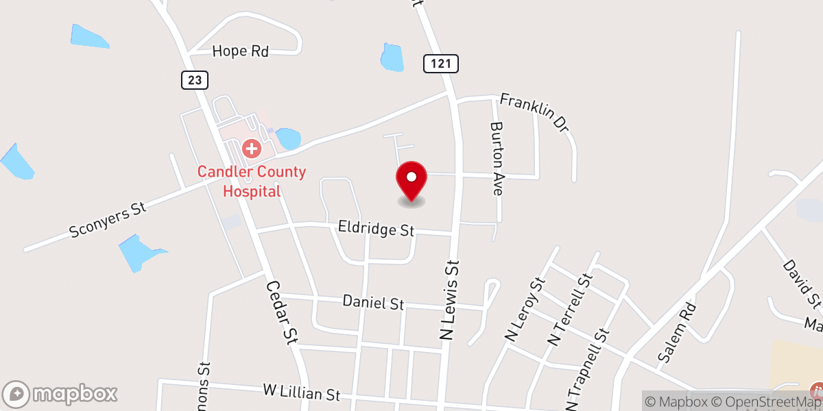 Map showing location of First Free Will Baptist Church