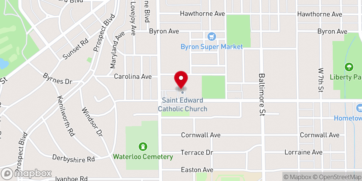 Map showing location of Waterloo Catholic Faith Formation
