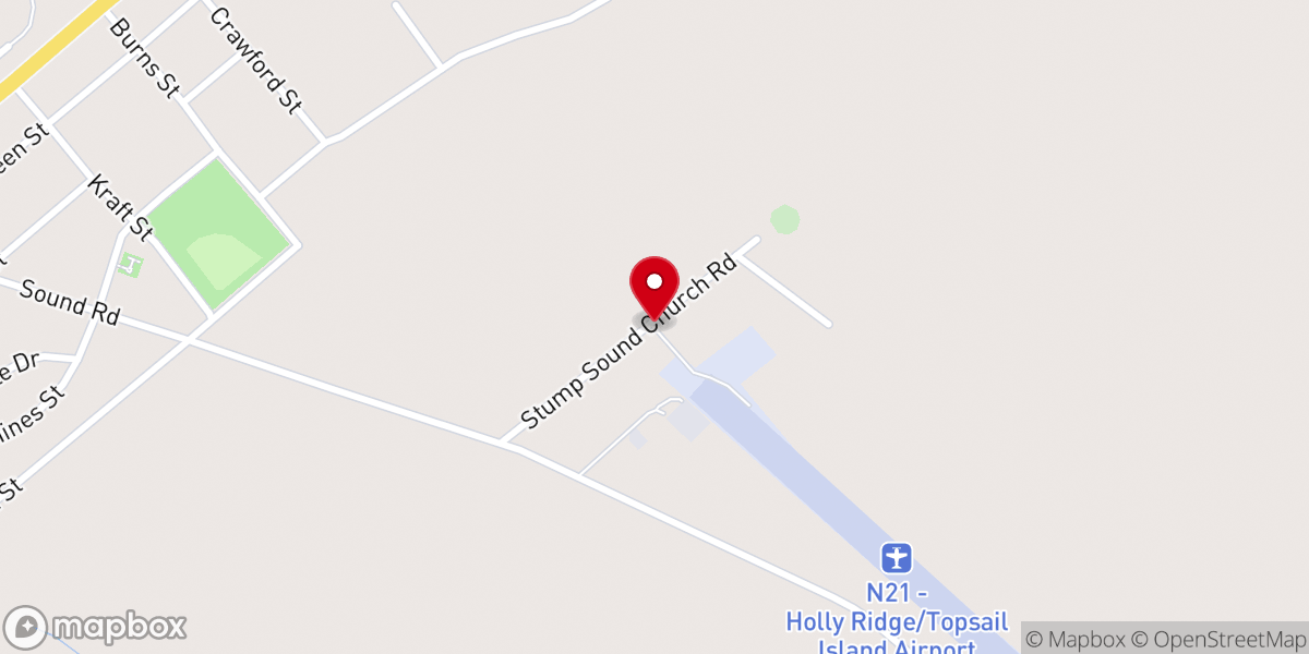 Map showing location of Holly Ridge Landing Zone
