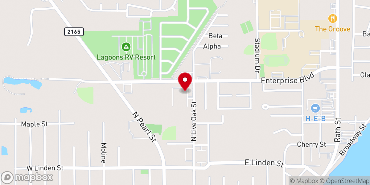 Map showing location of First Baptist Church of Rockport