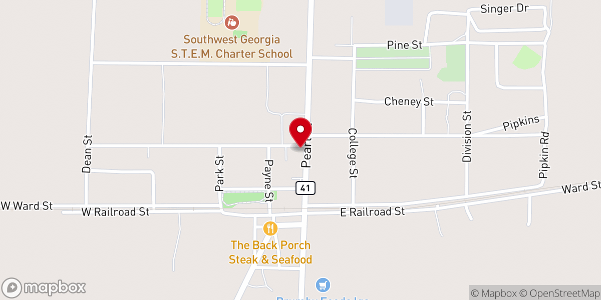 Map showing location of First Baptist Church