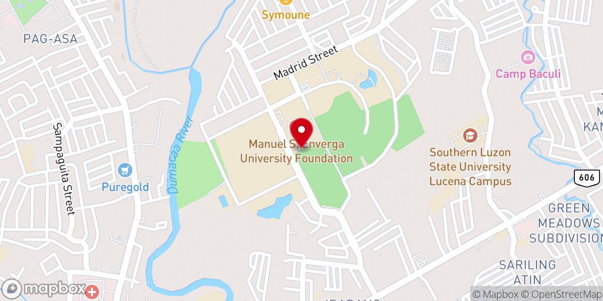 Map showing location of Manuel S. Enverga University Foundation - Holy Face of Jesus' Parish Church