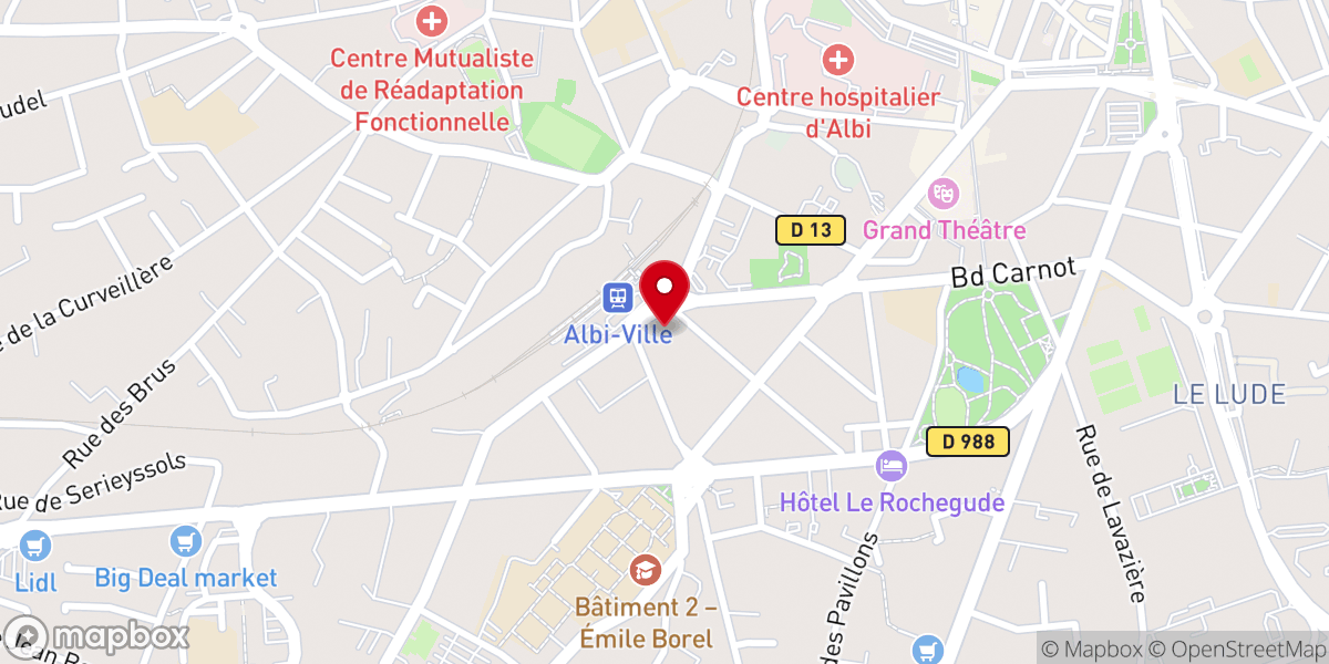 Map showing location of Eglise Evangélique de Pentecôte d'Albi