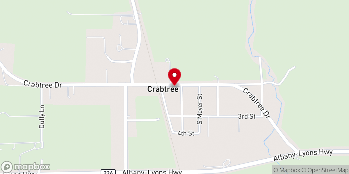 Map showing location of Crabtree Christian Church