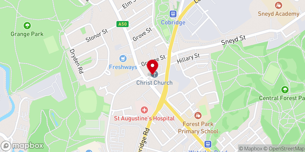 Map showing location of Anglican Church of Reconciliation, Corbridge, Stoke on Trent