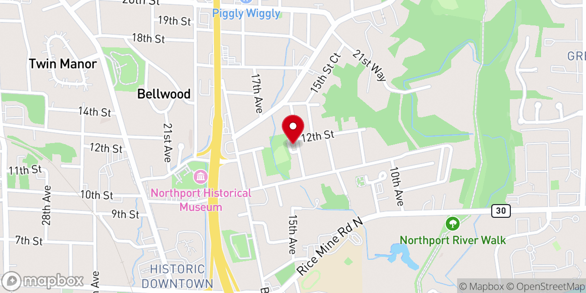 Map showing location of First Baptist Church Northport