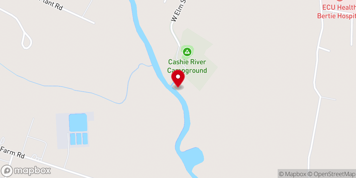 Map showing location of Cashie River Treehouse Village