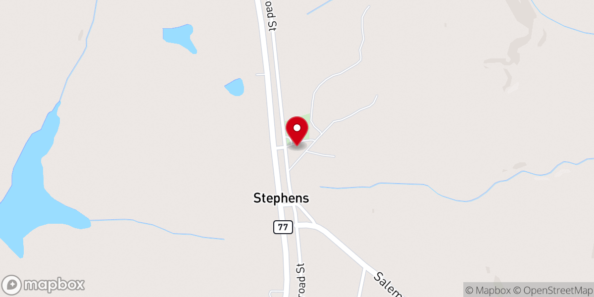 Map showing location of Antioch Baptist Church