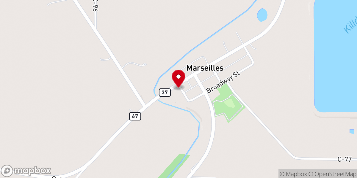 Map showing location of Marseilles United Methodist Church