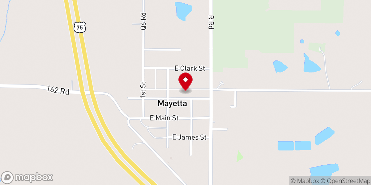 Map showing location of Mayetta Christian Church