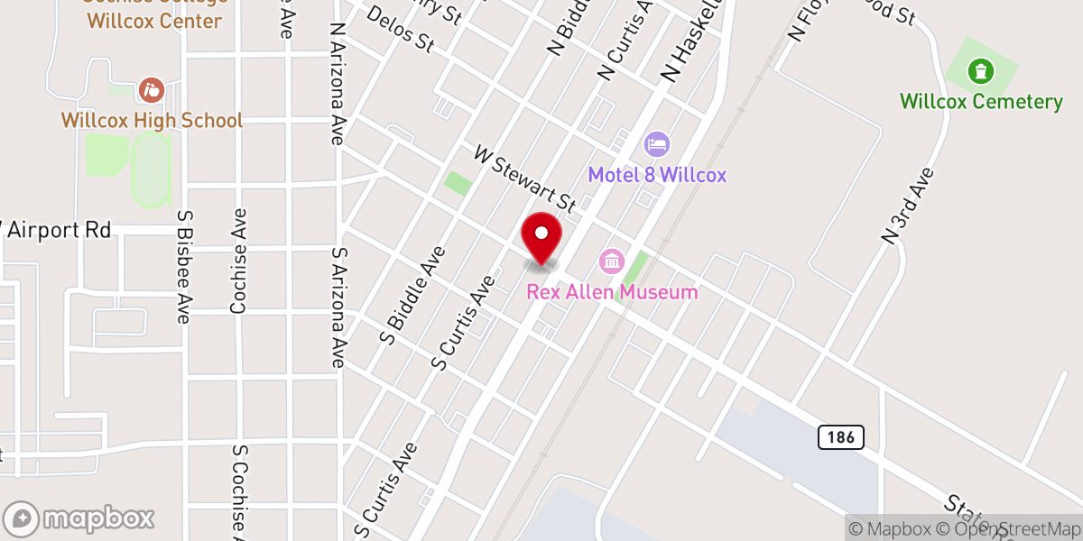 Map showing location of Wilcox Masonic Lodge No 10