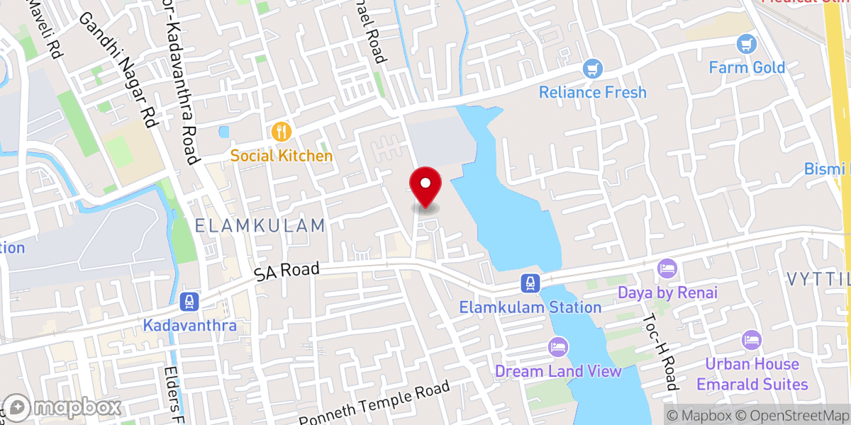 Map showing location of St. Gregorios Orthodox Syrian Church