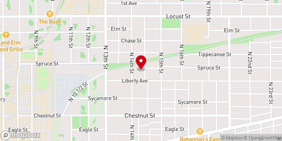 Map showing location of Catholic Charities Terre Haute