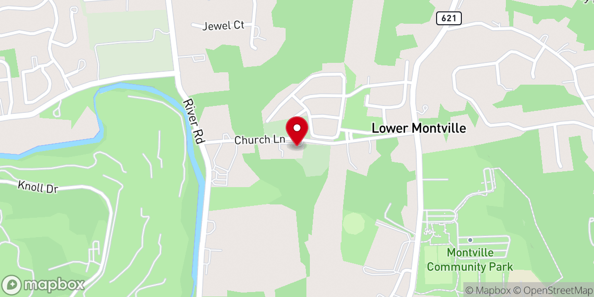 Map showing location of Montville Reformed Church