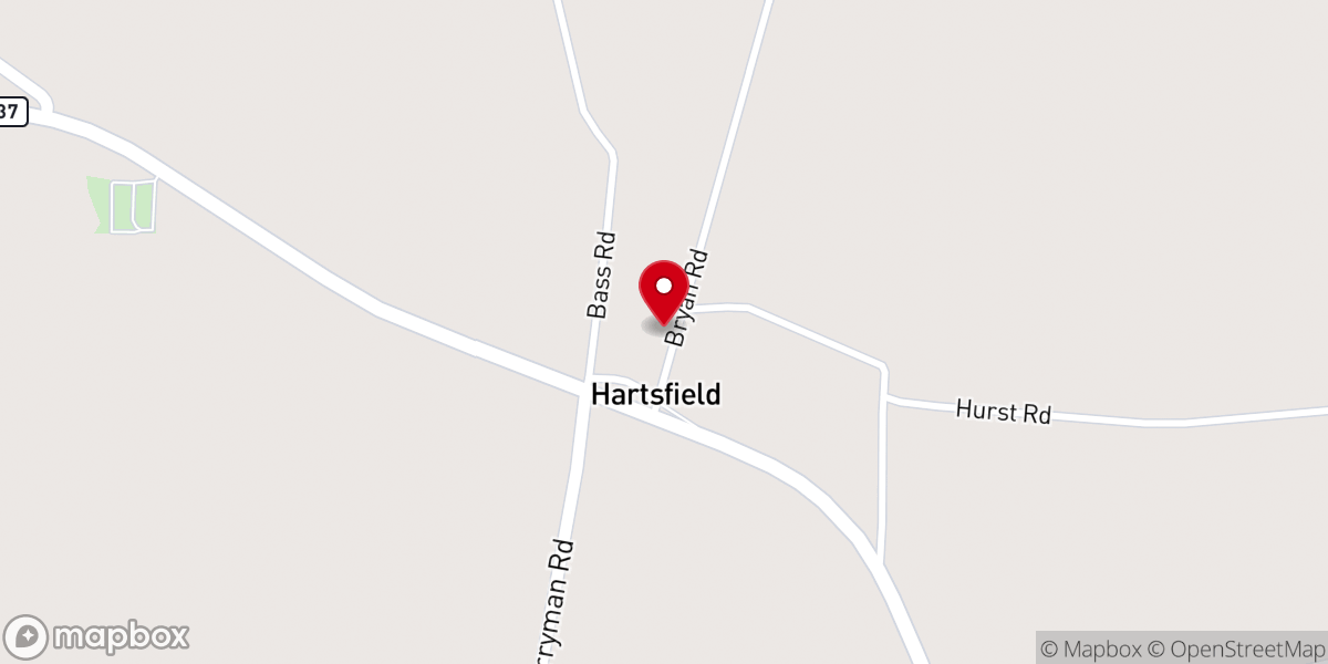 Map showing location of Hartsfield United Methodist Church