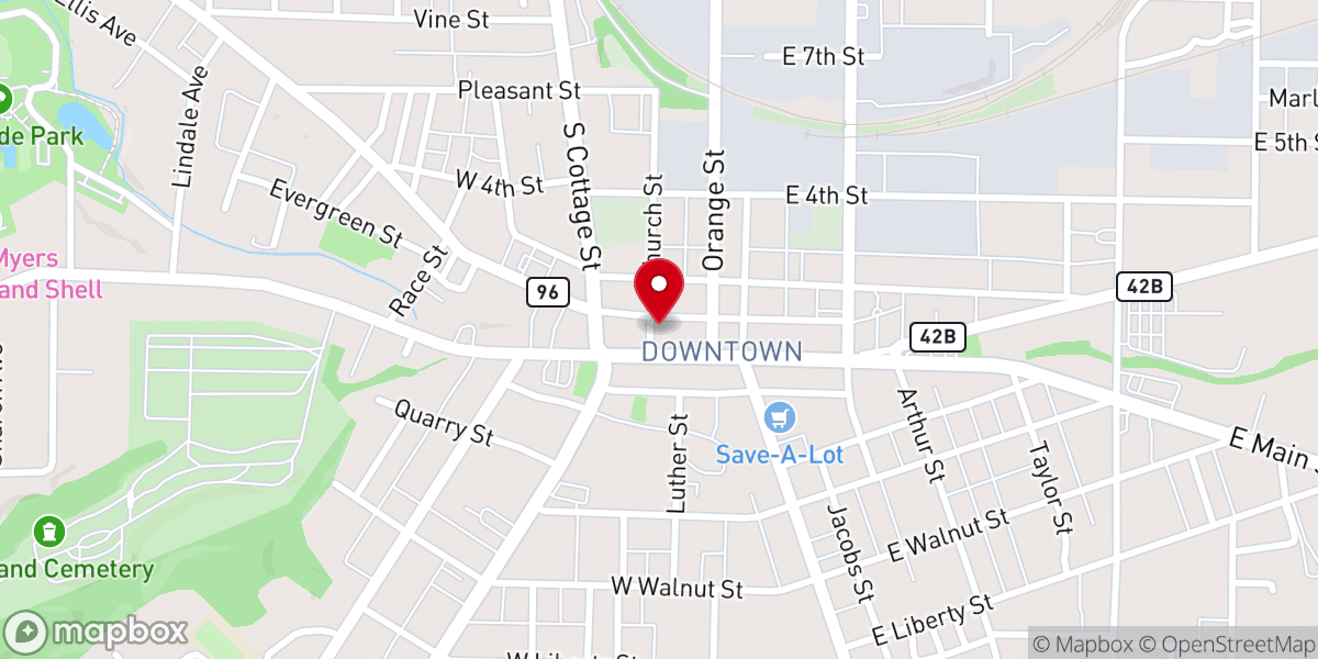 Map showing location of Bella's 220 - Ashland, OH