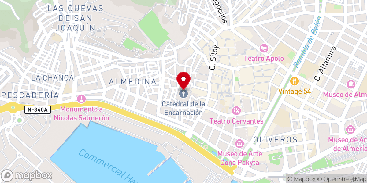 Map showing location of Catedral de la Encarnación de Almería