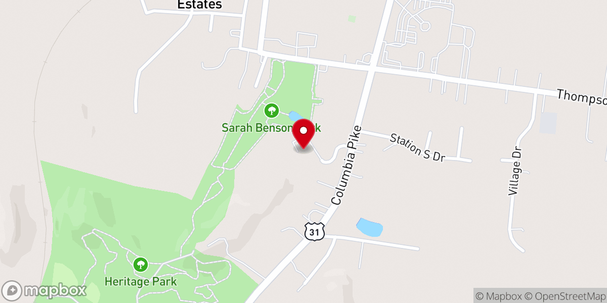 Map showing location of Thompson Station Church of Christ