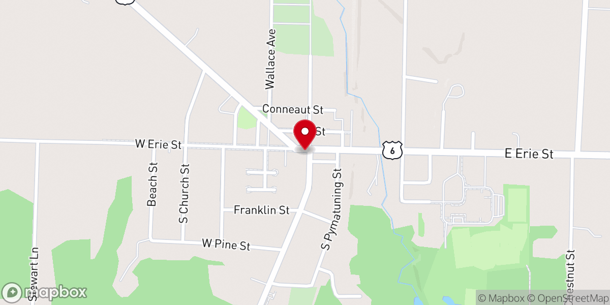 Map showing location of Linesville Presbyterian Church