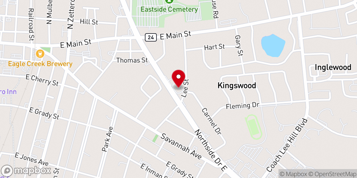 Map showing location of Temple Baptist Church