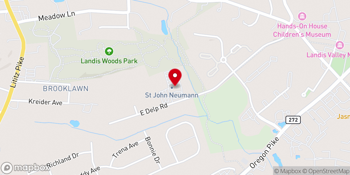 Map showing location of St John Neumann Catholic Church