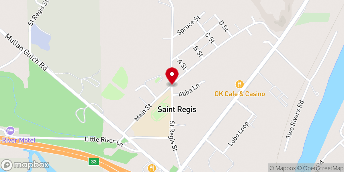 Map showing location of St Regis