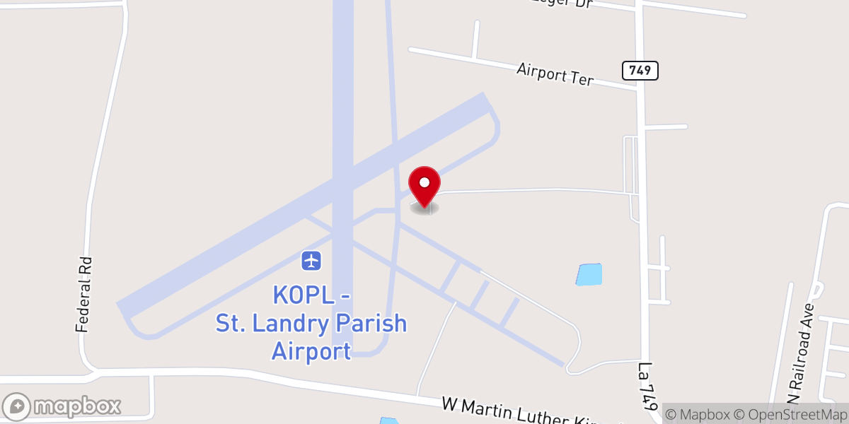 Map showing location of St. Landry Parish Airport