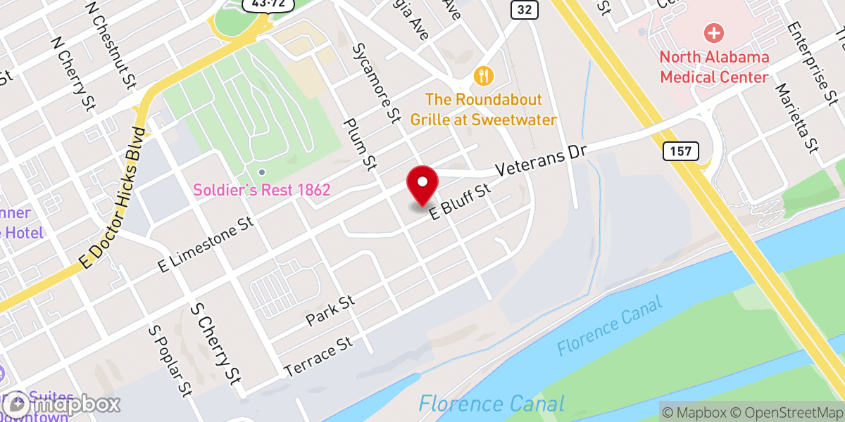 Map showing location of Iglesia Cristiana Eben-Ezer Pentecostes de Florence, AL