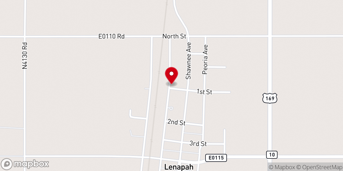Map showing location of Lenapah Church