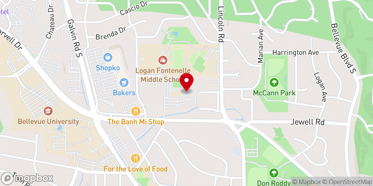 Map showing location of Bellevue Christian Center