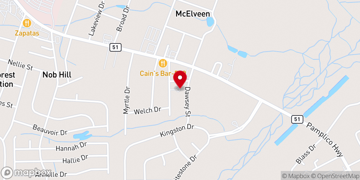 Map showing location of Dawsey United Methodist Church