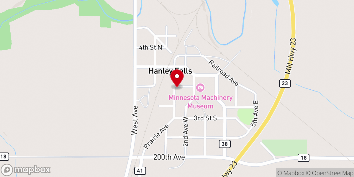 Map showing location of Yellow Medicine Lutheran Church