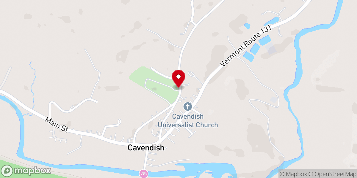Map showing location of Cavendish Universalist Church