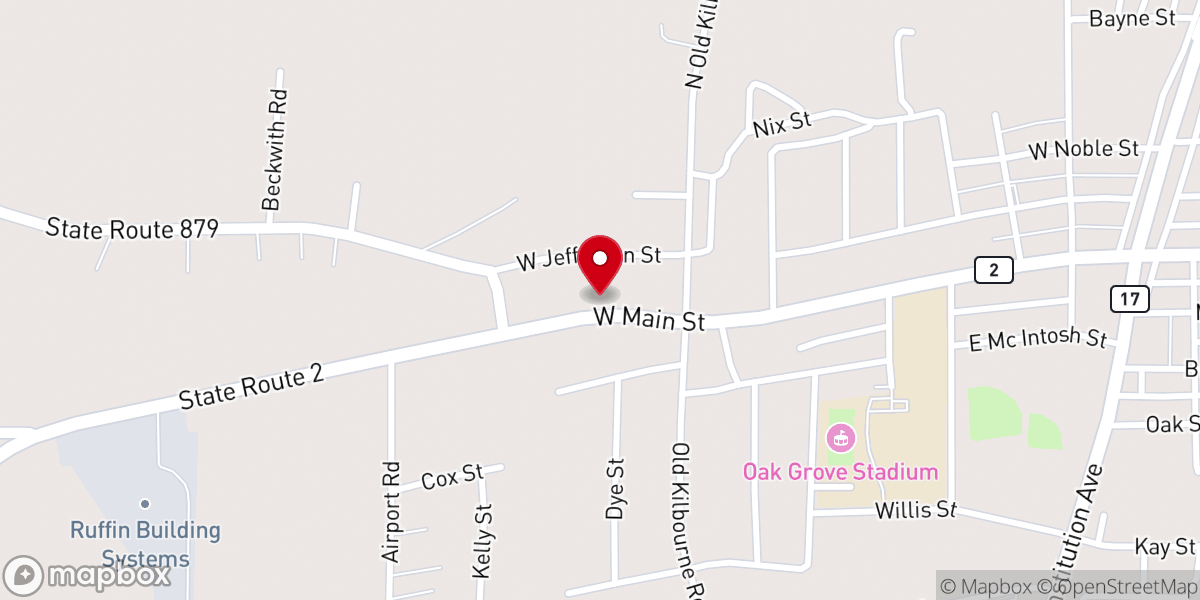 Map showing location of Trinity Baptist Church