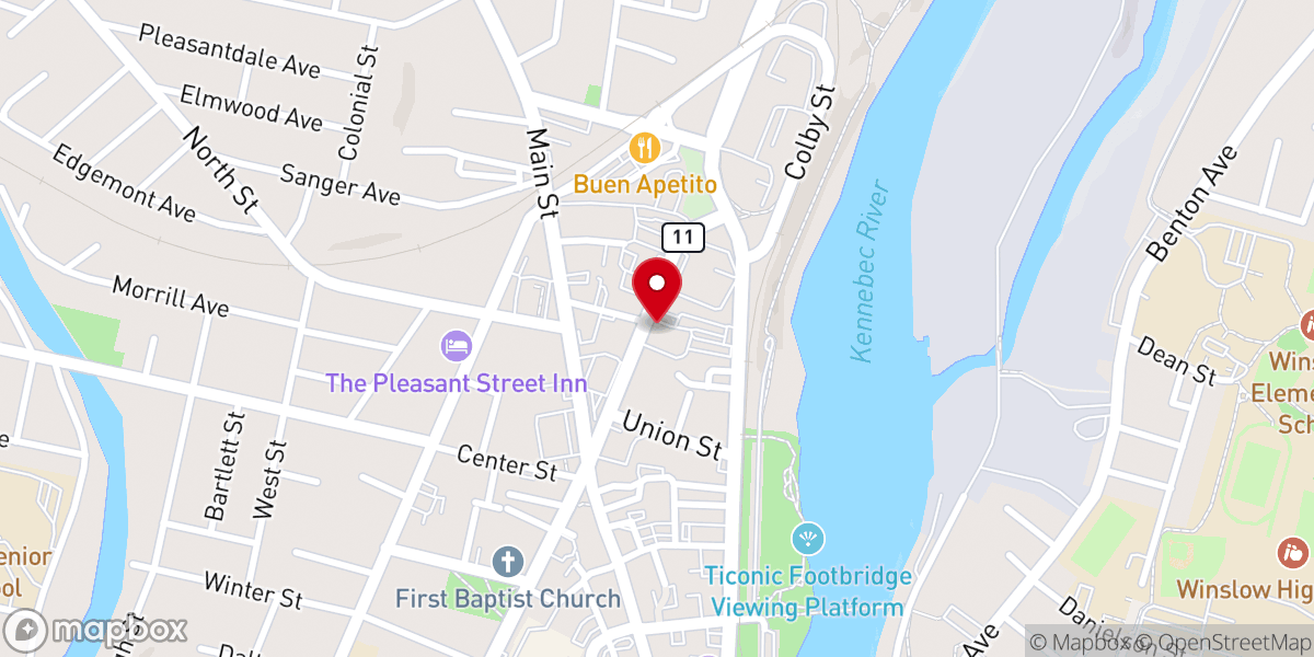 Map showing location of Waterville Essentials Closet