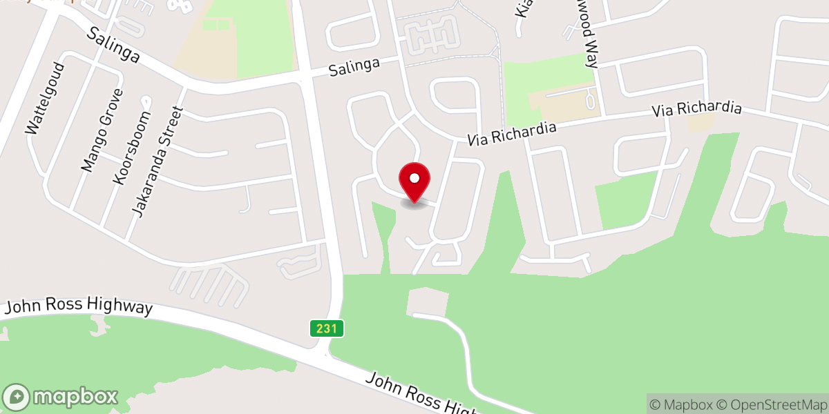 Map showing location of Richards Bay Baptist Church