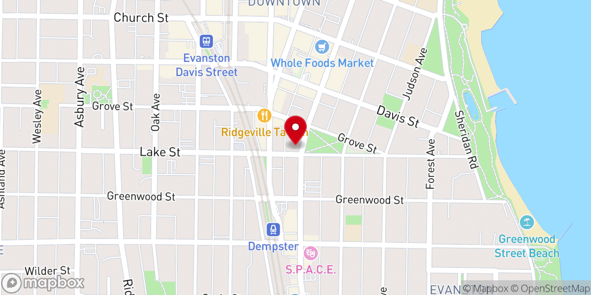 Map showing location of Lake Street Church of Evanston