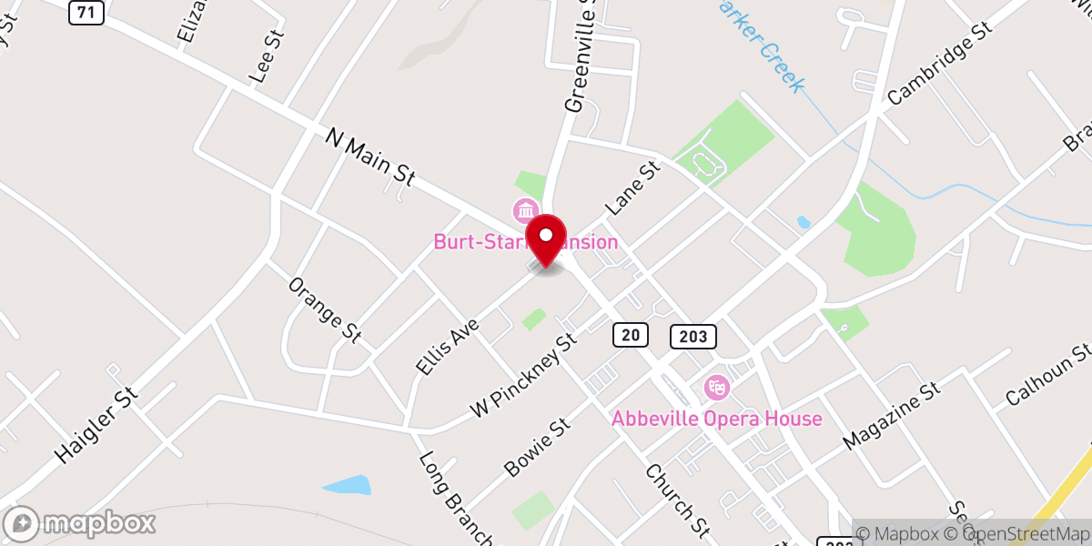 Map showing location of Abbeville First Baptist Church