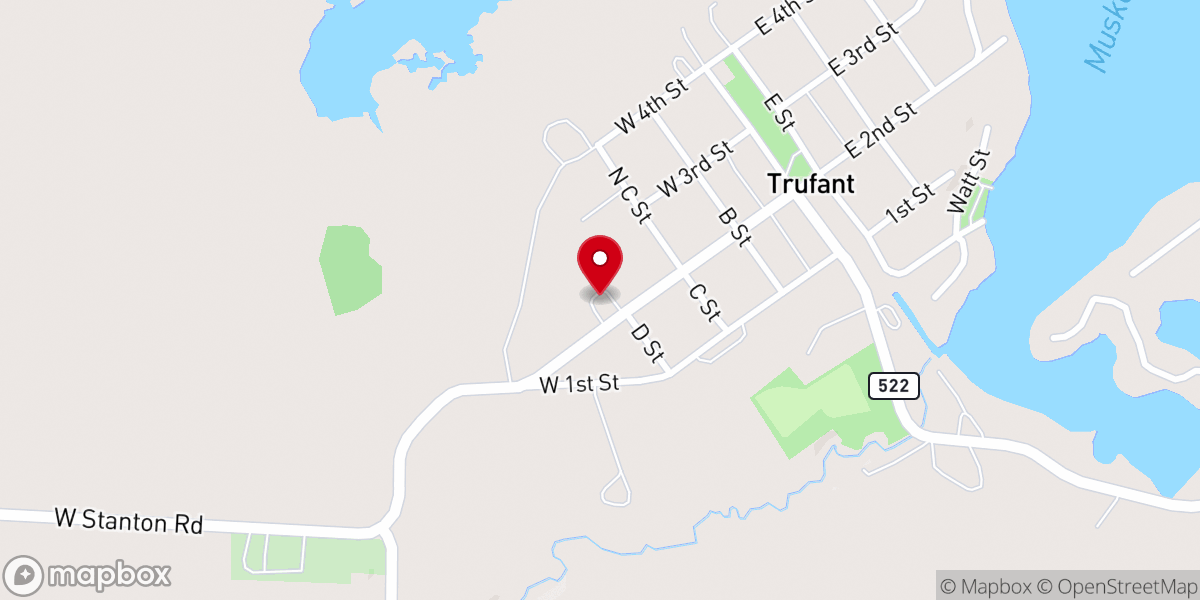 Map showing location of St. Thomas Lutheran Church