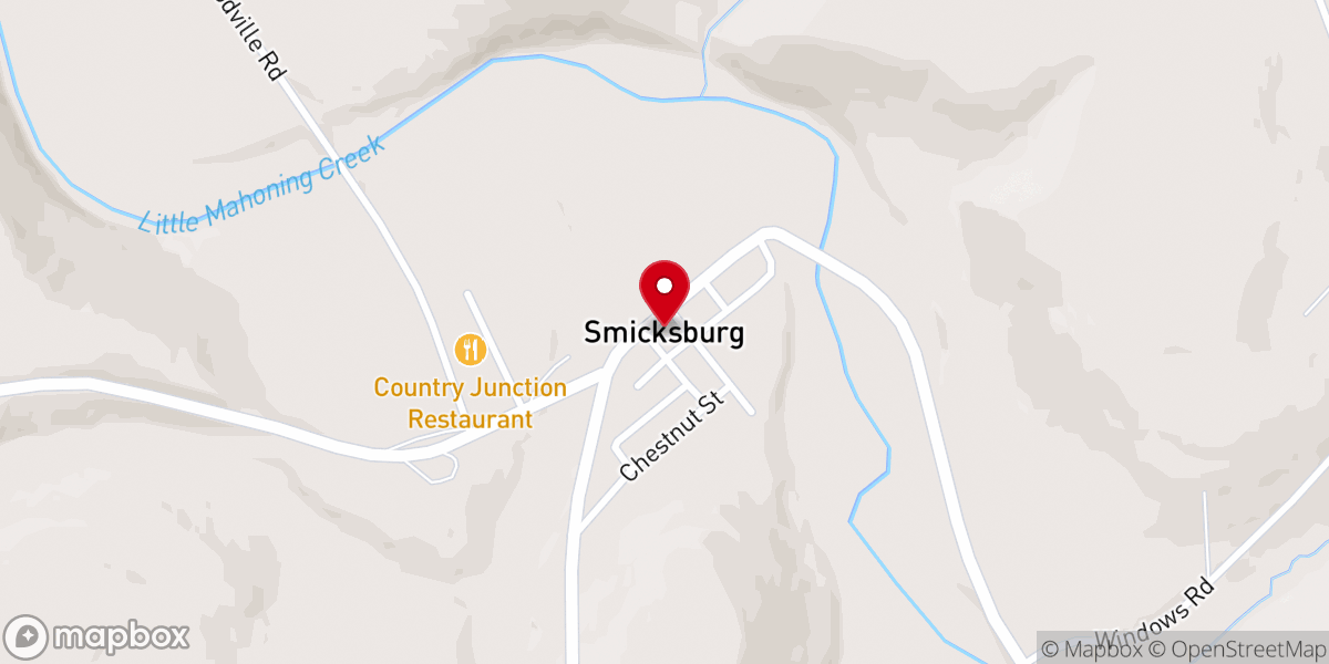 Map showing location of Smicksburg