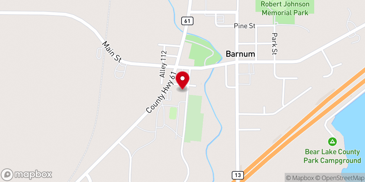 Map showing location of BARNUM FIRE DEPARTMENT