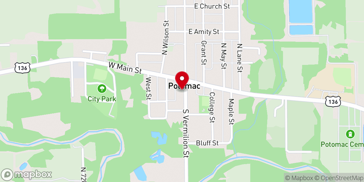 Map showing location of Middlefork United Methodist Church
