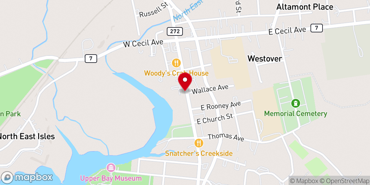 Map showing location of Church of Nazarene